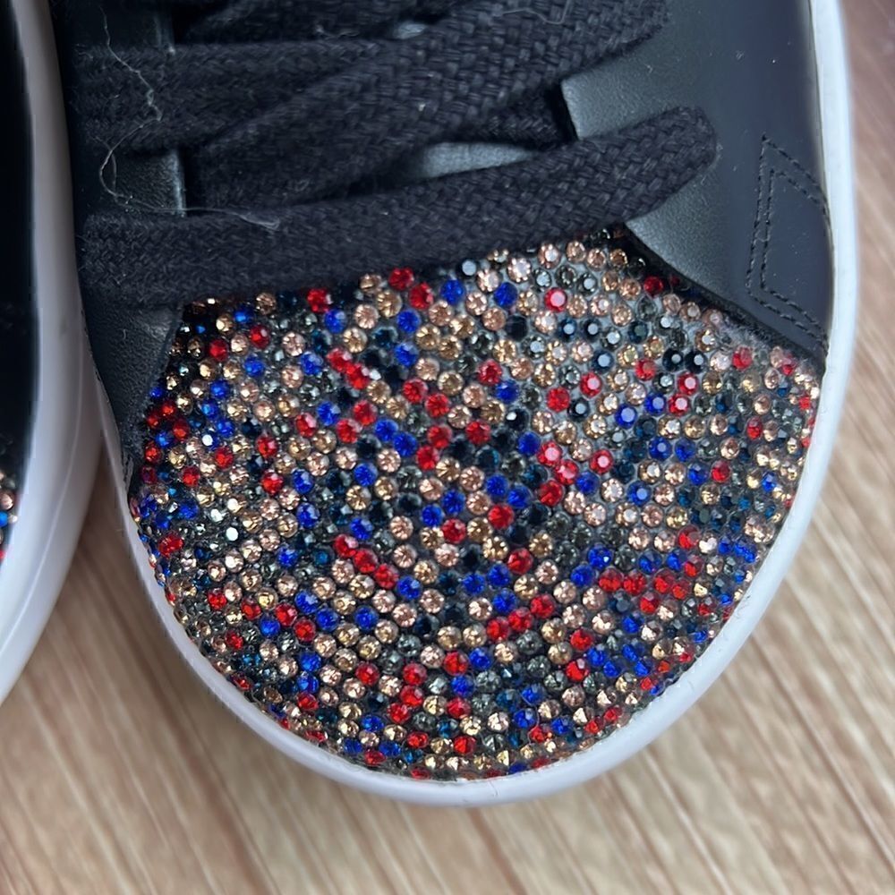 Schutz Sienna Rhinestone Toe Lace-up Sneaker in Black - Picture 7 of 13